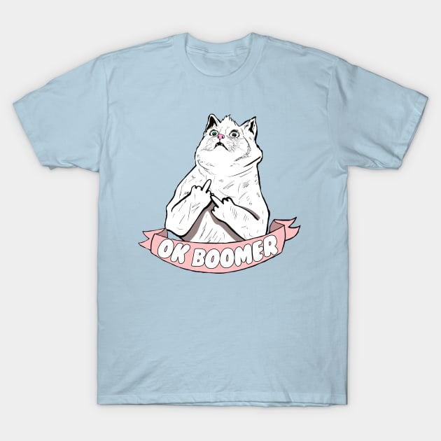 OK Boomer Cat Meme T-Shirt by Barnyardy